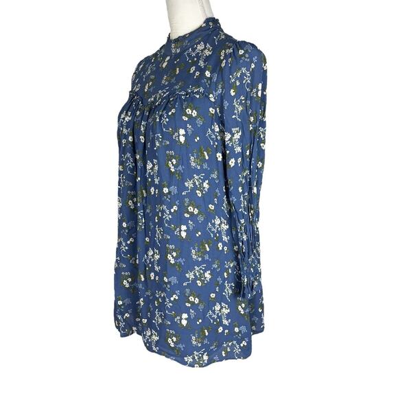 Reformation Jourdan Blue Avery Floral Mini Dress Long Sleeve Boho Size Large - Picture 7 of 9